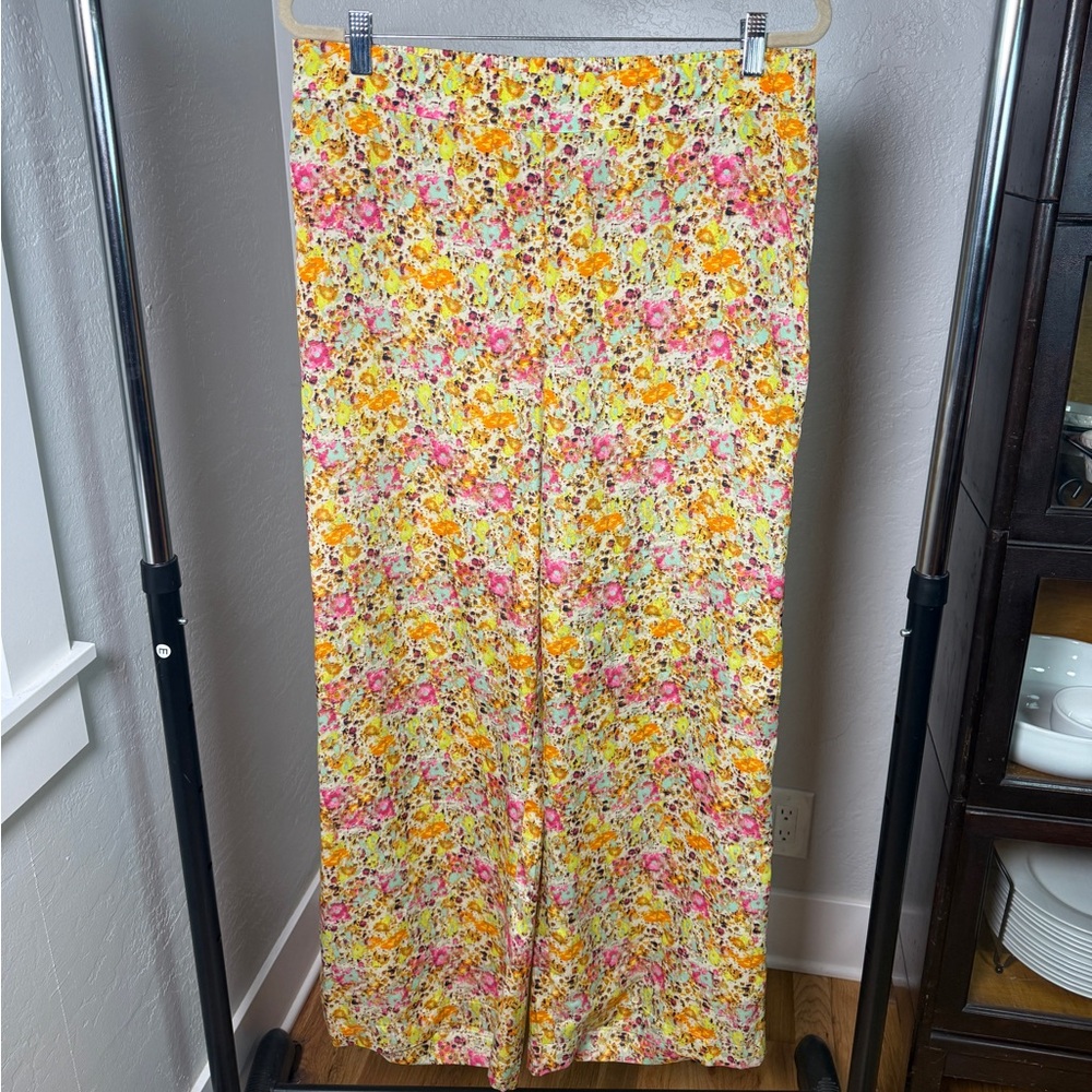 KUT from the Kloth Floral Wide Leg Multicolor Lightweight Pants Size L